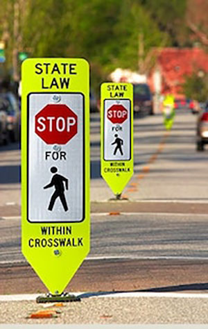 Pedestrian Crossing Signs Installed on Main Street