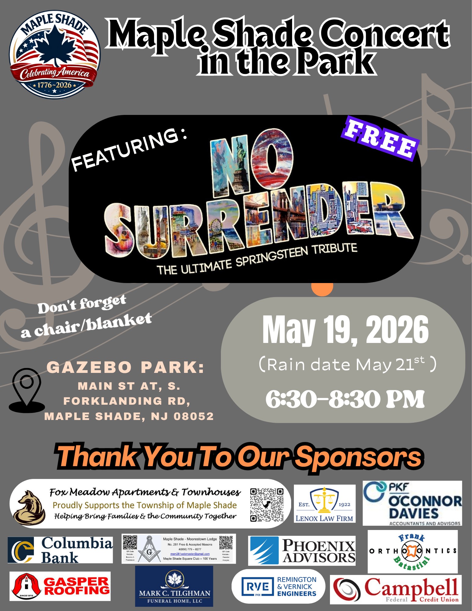 Concert in the Park featuring No Surrender – Maple Shade Township